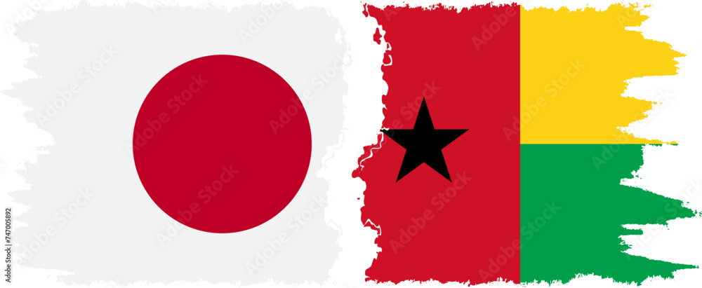 Guinea Bissau and Japan grunge flags connection vector Guinea Bissau and Japan grunge flags connection vector