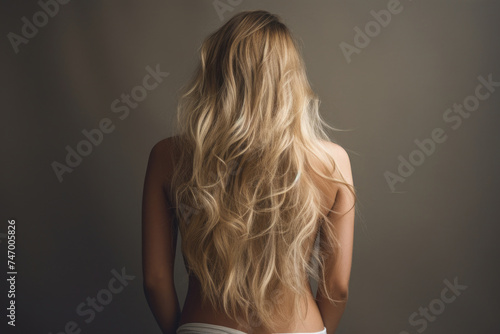 Sensual Back View of Blonde Woman with Bare Shoulders