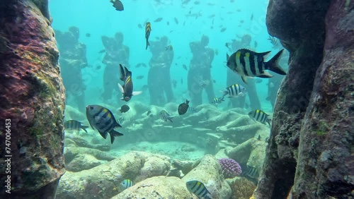 Gili Meno underwater Statues in Indonesia. photo