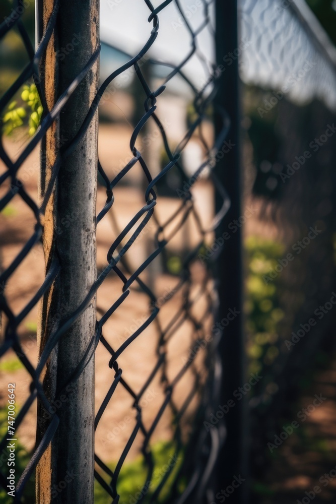 a close-up of a chain link fence