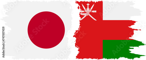 Oman and Japan grunge flags connection vector