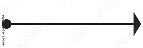 Straight line with point on start and arrow on finish. Symbol of direction, aim, target, path, easy challenge, fast way, ideal plan isolated on white background. Vector graphic illustration