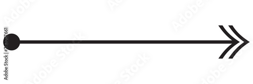 Straight line with point on start and arrow on finish. Symbol of direction, aim, target, path, easy challenge, fast way, ideal plan isolated on white background. Vector graphic illustration