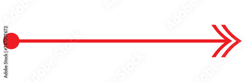 Straight line with point on start and arrow on finish. Symbol of direction, aim, target, path, easy challenge, fast way, ideal plan isolated on white background. Vector graphic illustration