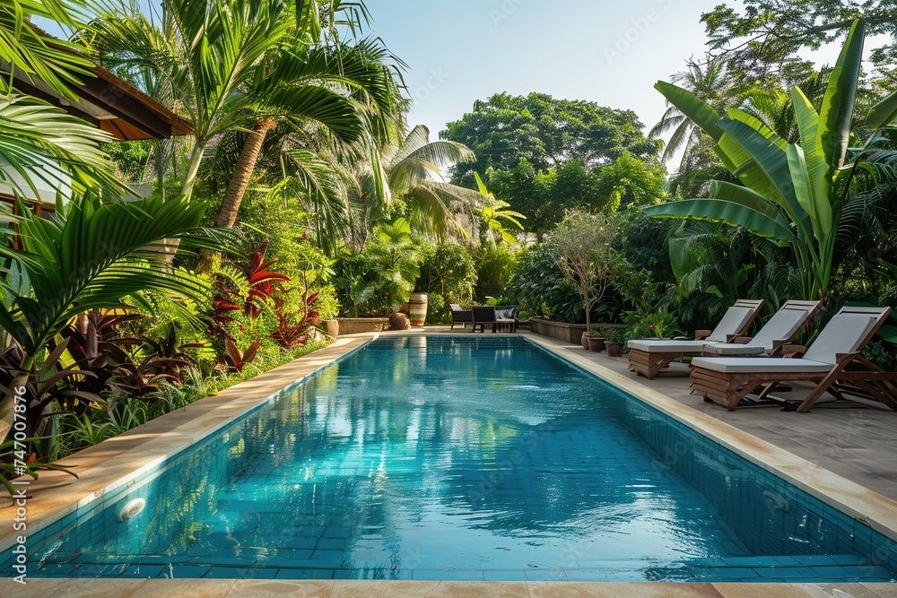 Villa with garden and pool.	