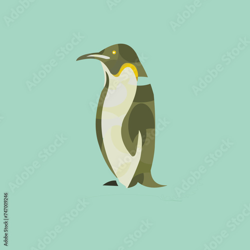 Emperor Penguin as Aquatic Flightless Bird with Flippers for Swimming Vector Set