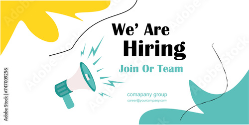 Recruitment advertising template. Recruitment Poster, Job hiring poster, social media, banner, flyer. Digital announcement job vacancies layout