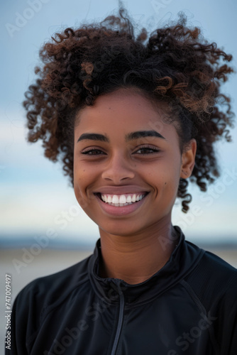 Young African American athlete portrait with natural light