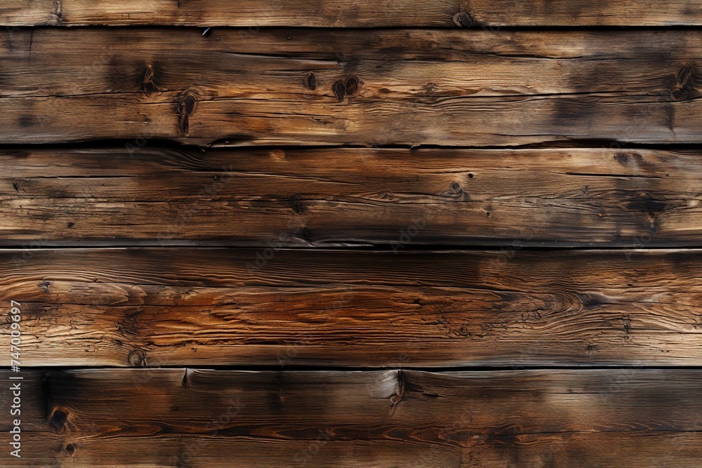 Naklejka premium Old planks brown wooden background.