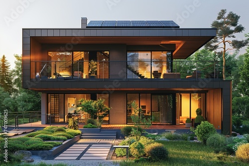 Modern style luxurious new construction house. © Bargais