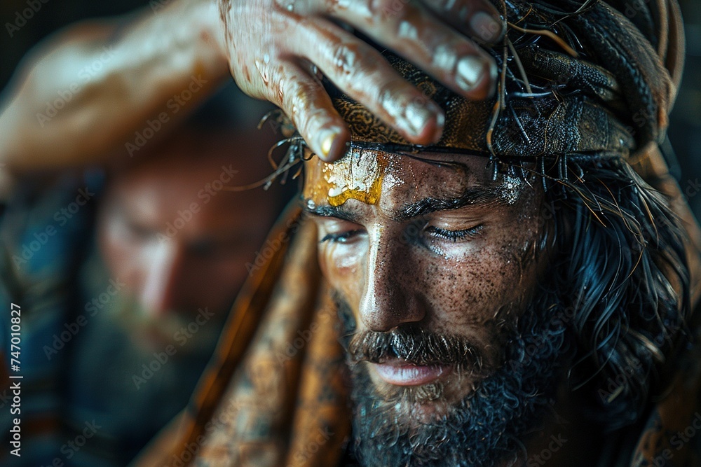 Jesus Christ anointed with the oil. Bible story. Stock Photo | Adobe Stock