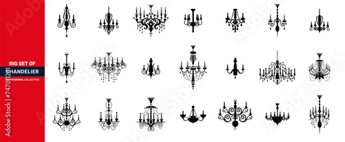 Classic crystal glass antique elegant chandeliers, chandeliers set of icons.