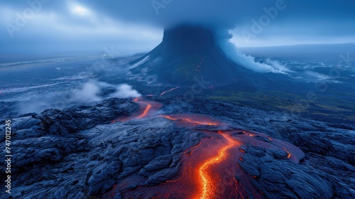 Iceland volcano. AI photo