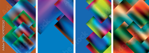Colorful metal square abstract poster backgrounds