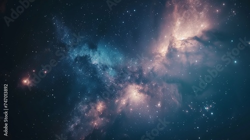 Colorful space galaxy cloud nebula. Stary night cosmos. Universe science astronomy. Supernova background wallpaper. Colorful space background with stars.