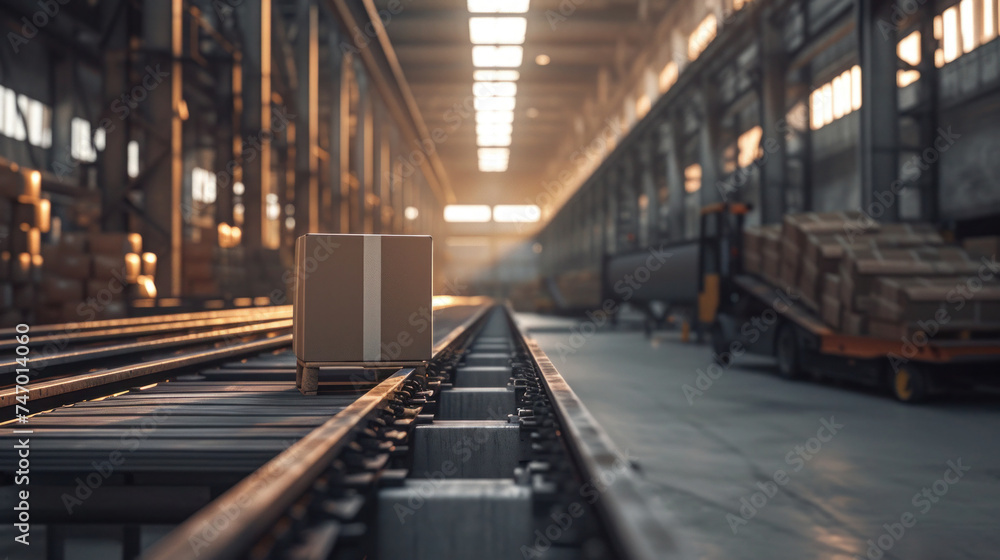 Obraz premium Conveyor send box to supply