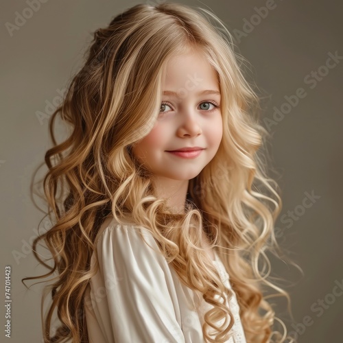 beautiful girl with lush wavy developing blond hair
