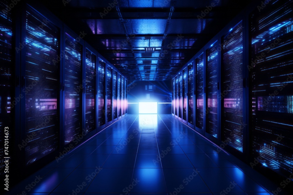 Fototapeta premium Server racks in computer network security server room data center