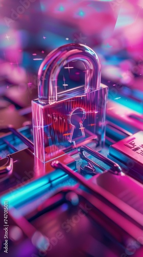 A bright, close-up view of 3D privacy, encryption, credentials, and login in a random scene photo