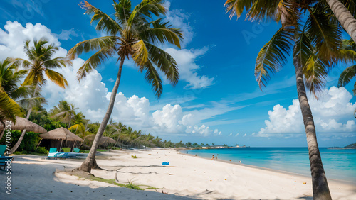 beach with palm trees © Rewat