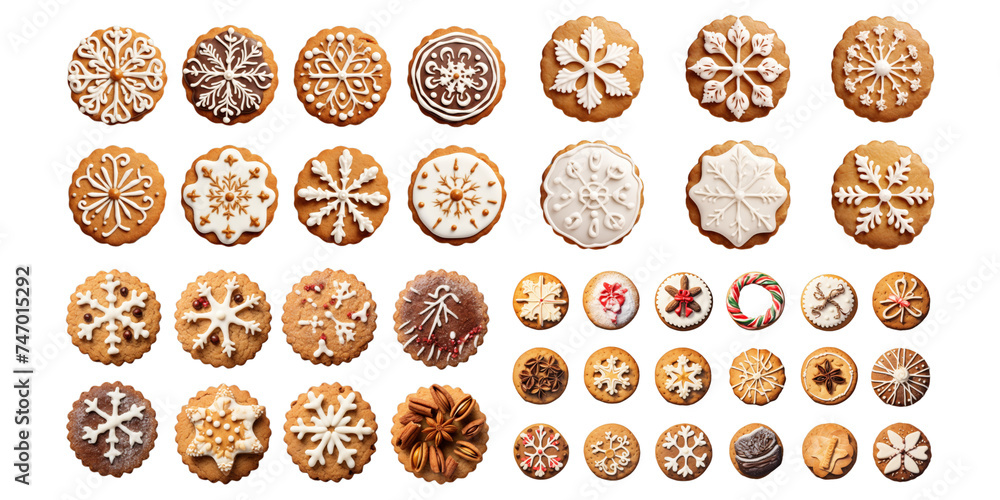 Collection of christmas cookie isolated on a white background as transparent PNG