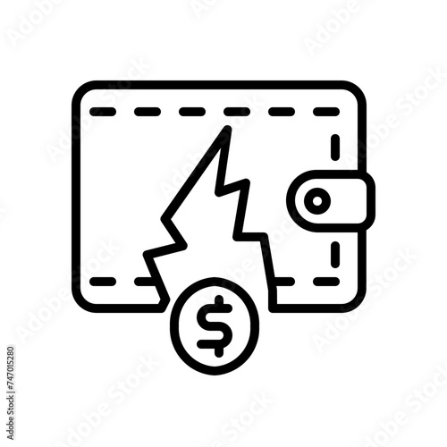 wasteful wallet line icon