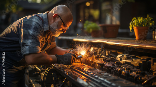 Skilled Welder: Protecting Workers in Industrial Metal Construction with Safety Masks and Fire Protection for Efficient Business Operations, generative AI © Photo trailler 1