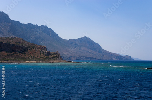Balos beach landscape view from the sea, panorama