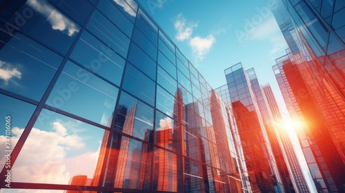 Modern Glass Building Facade with Reflections