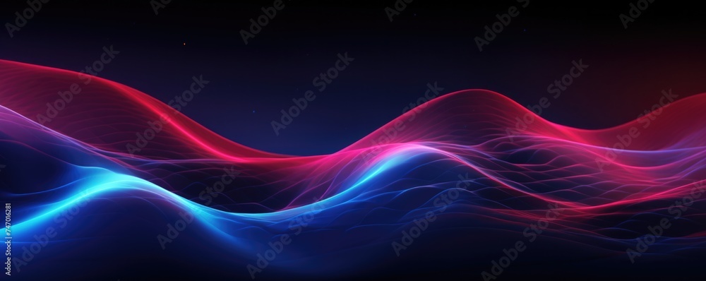 Naklejka premium Vibrant Colorful Wave of Light on Black Background