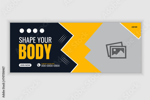 Eye catching fitness and Gym  Facebook cover Design for social media banner