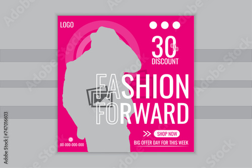 fashion sale promotion instagram, facebook linkden social media vector background post design template photo