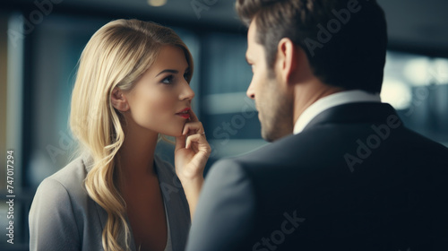 Businesswoman and Businessman in Professional Conversation