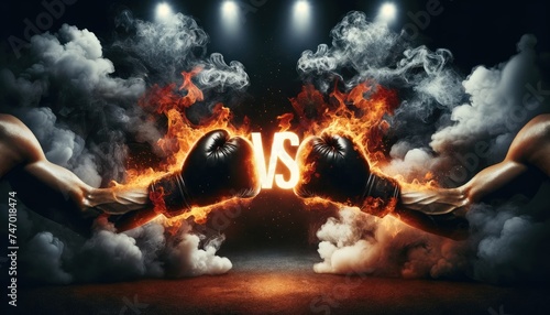 Fiery and Electric Boxing Gloves Clash Concept.