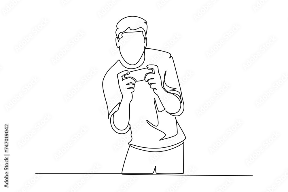 One continuous line drawing of virtual game concept. Doodle vector illustration in simple linear style. One continuous line drawing of virtual game concept. Doodle vector illustration in simple linear style.