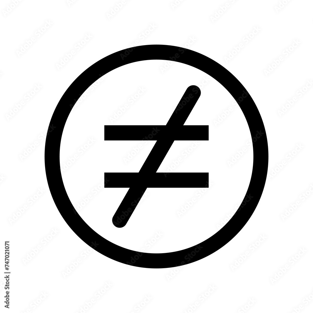 Obraz premium math symbol is not equal to vector icon. flat icon or vector icon illustration.