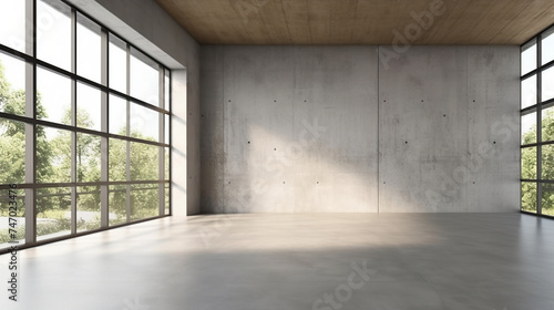 blank wall in bright concrete office