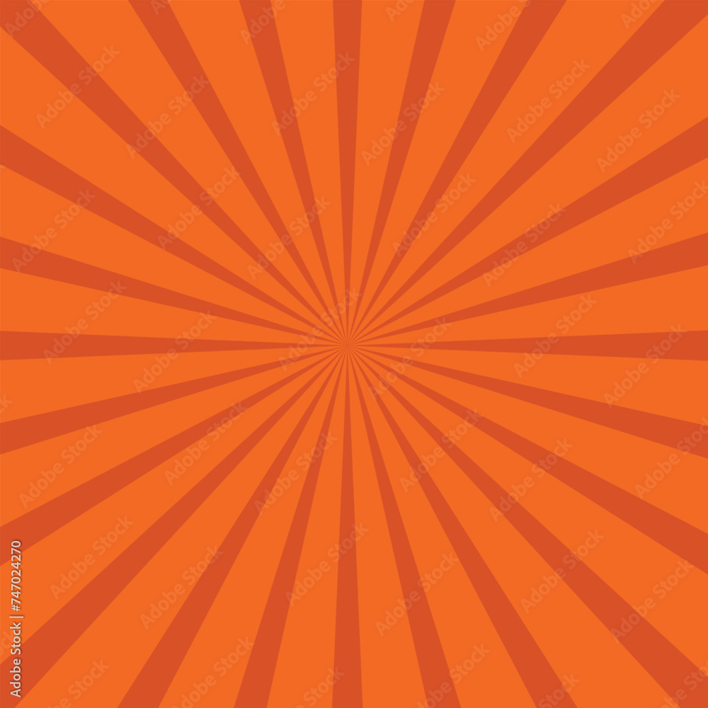 Fototapeta premium Sun rays, summer background orange colored, vector illustration