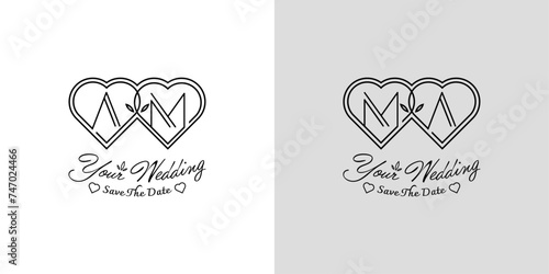 Letters AM and MA Wedding Love Logo, for couples with A and M initials