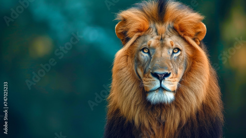 a fierce lion staring right at the camera with intense powerful eyes