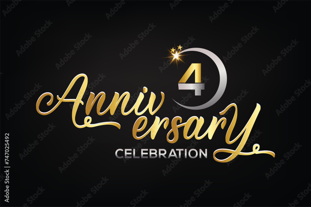 Star element gold color mixed luxury 4th anniversary invitation celebration Star element gold color mixed luxury 4th anniversary invitation celebration