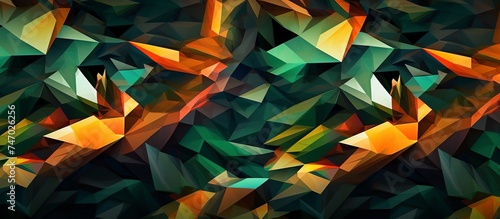 vector illustration of camouflage bird of paradise from cube abstract geometry in bright colors