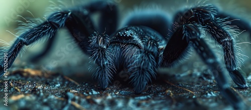 Intricate Close-Up of a Scary Tarantula Spider with Hairy Legs and Intense Eyes