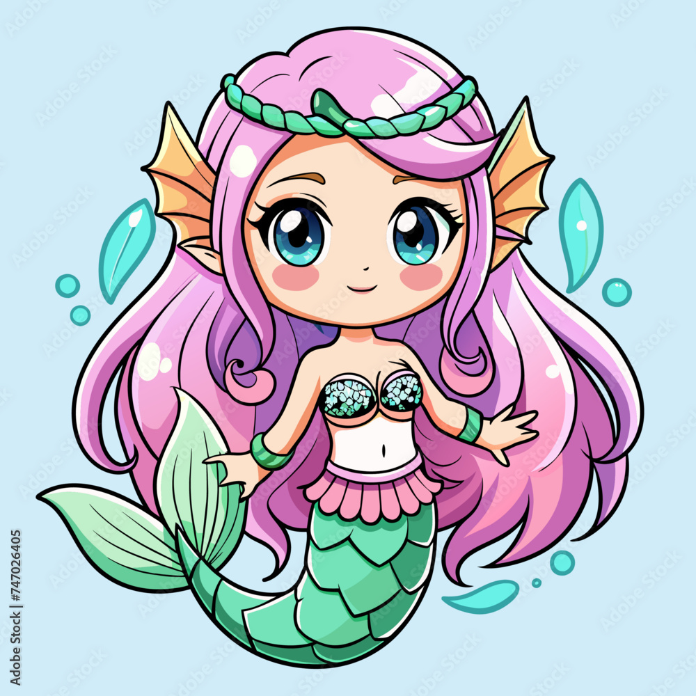 a cute mermaids chibi pastel colors (6)