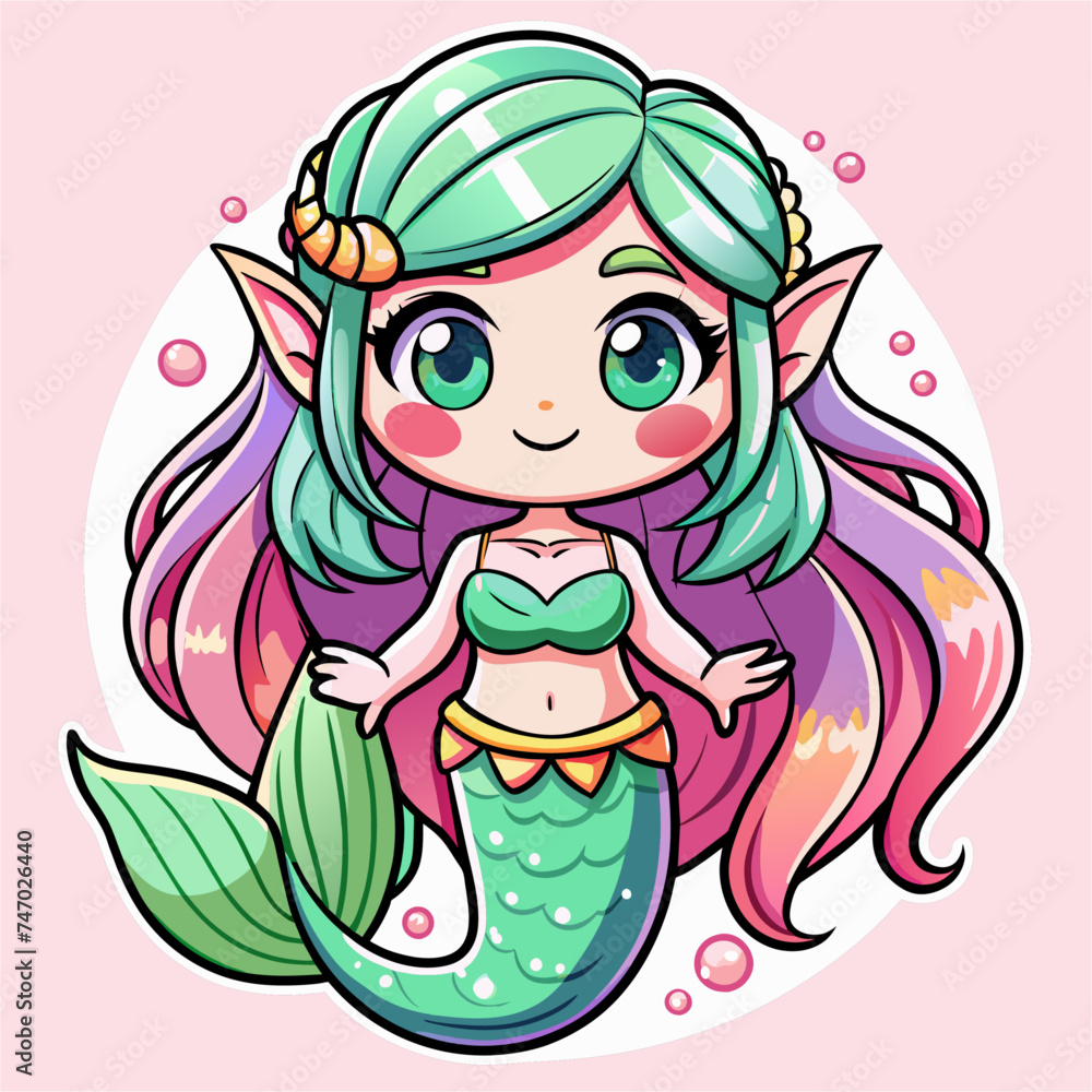 a cute mermaids chibi pastel colors (1)