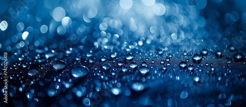 Dewy Blue Background with Refreshing Water Droplets - Freshness Concept