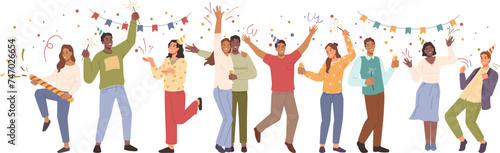 people celebrating event vector illustration