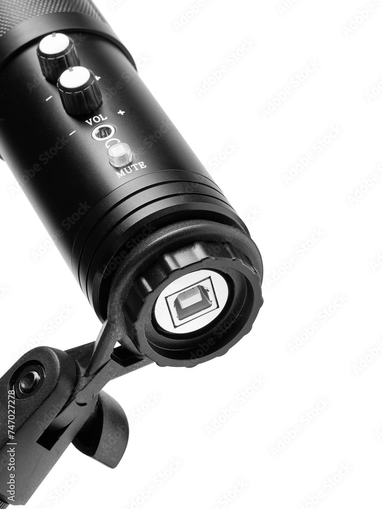 black microphone isolate on white background black microphone isolate on white background