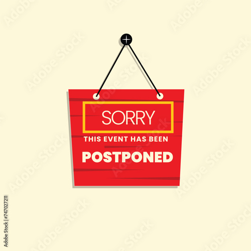Free vector postponed sign collection event on sign hanging