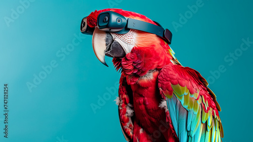 parrot with vision virtual reality sunglass solid background